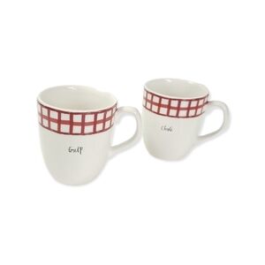 Rae Dunn by magenta dual ghingham trimed coffee mugs